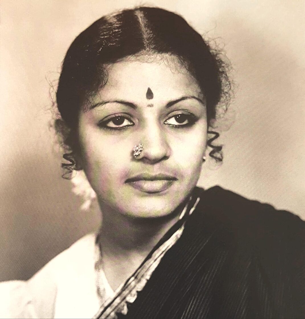 Portræt af M. S. Subbulakshmi som 30-årig